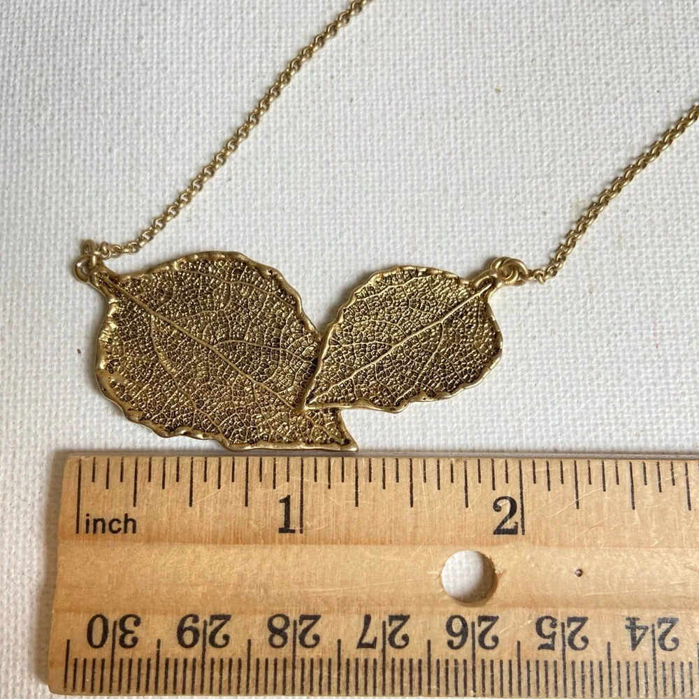 Lia Sophia Family Tree leaf leaves pendant necklace in antiqued matte goldtone